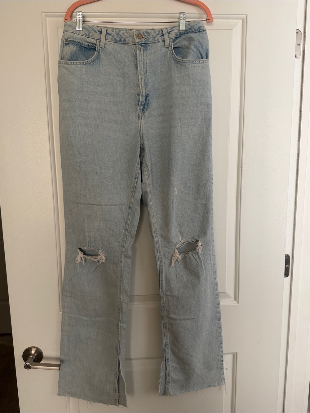 Zara Light Blue Distressed split leg Women's Jeans